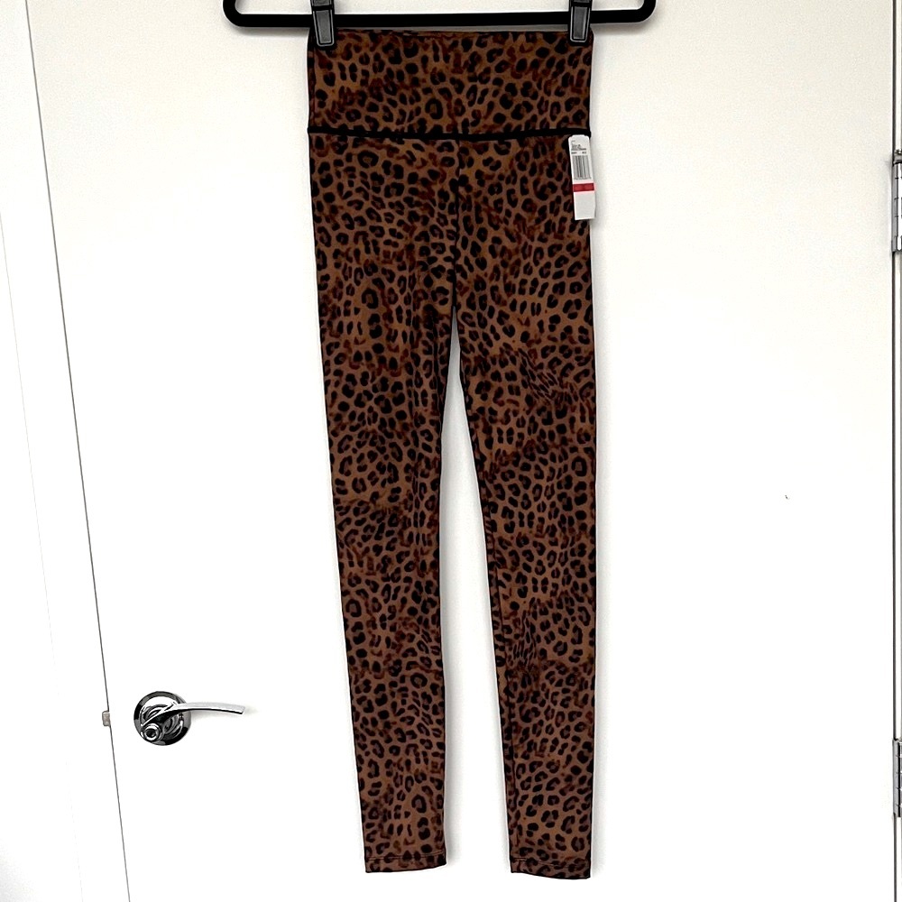 Felina Brown Leopard Print Sueded Athletic Leggings
